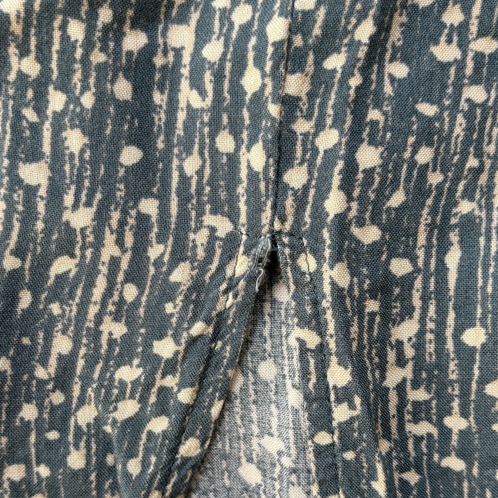 Mahina Women’s Summer Dress Dark Sage and Cream Spots, Slit in Front - Picture 8 of 8